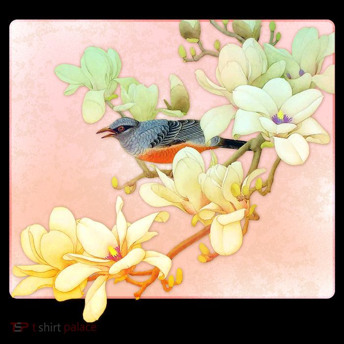 Vintage Japanese Bird Flowers  Flatbill Hat