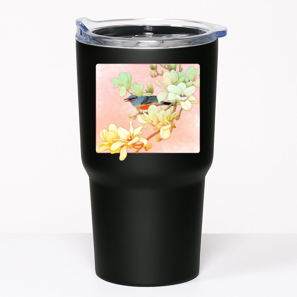 Vintage Japanese Bird Flowers  Tumbler