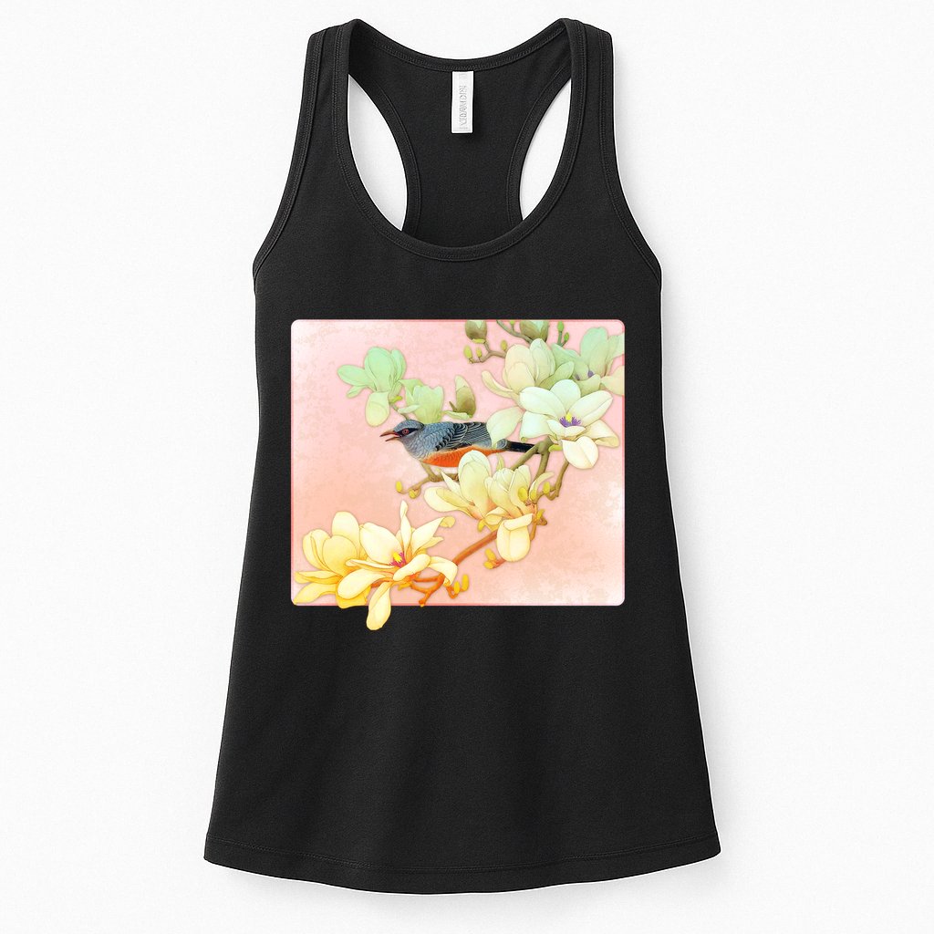 Vintage Japanese Bird Flowers  Womens Tank Top