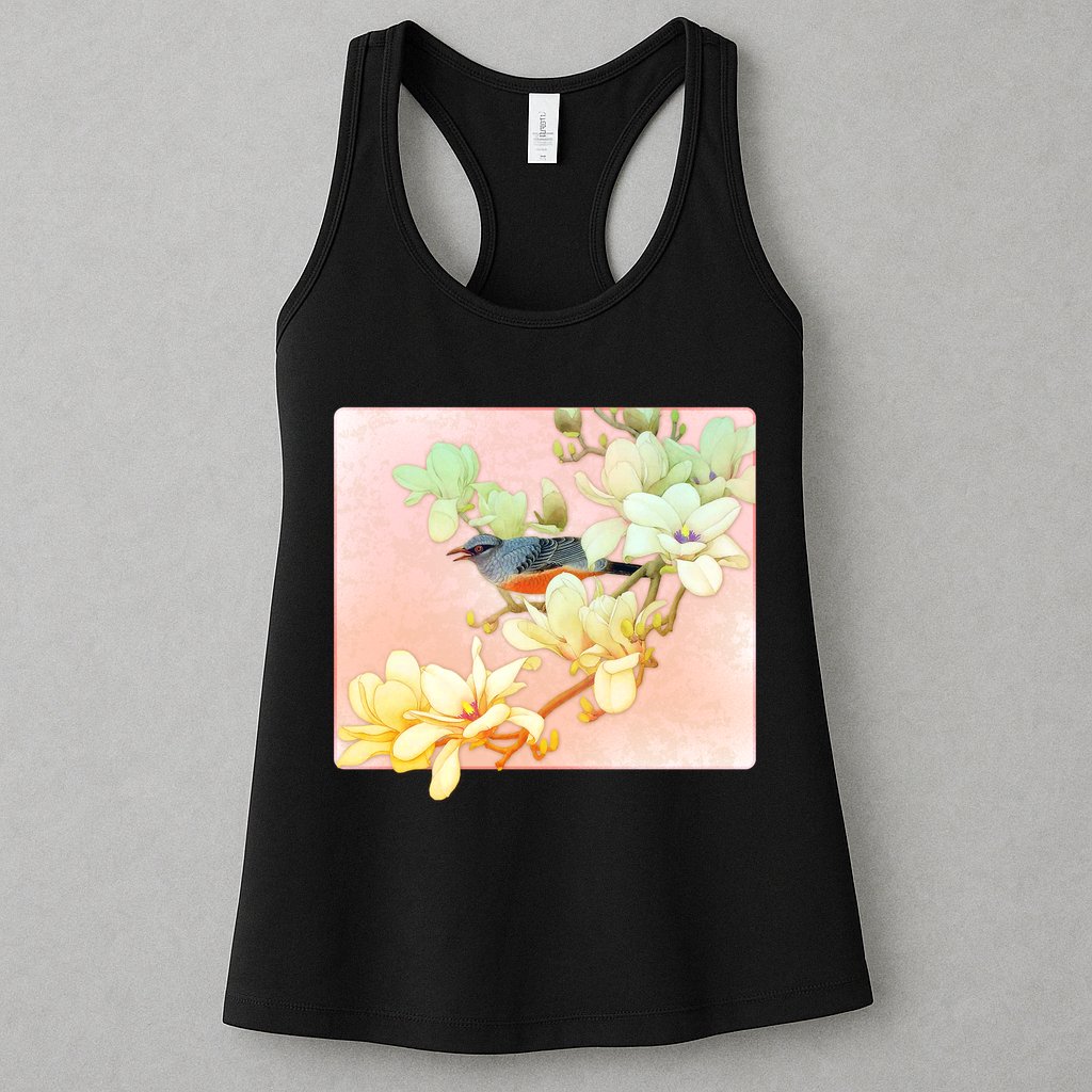 Vintage Japanese Bird Flowers  Womens Tank Top