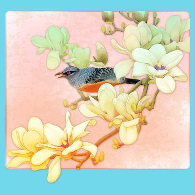 Vintage Japanese Bird Flowers  T-Shirt