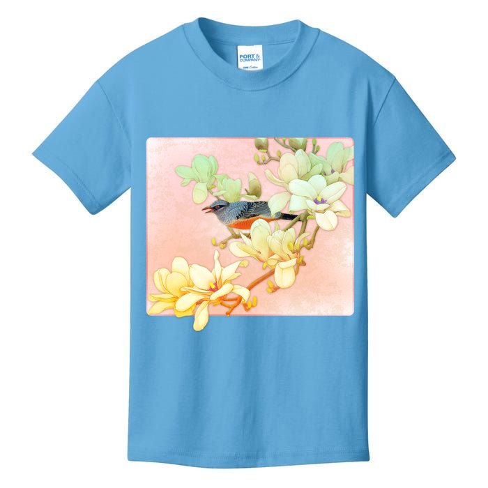 Vintage Japanese Bird Flowers  Kids T-Shirt