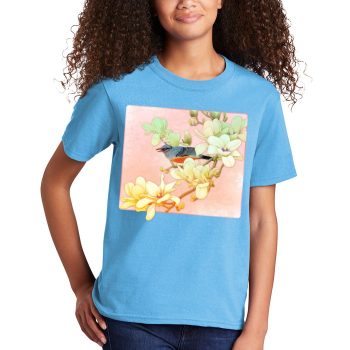 Vintage Japanese Bird Flowers  Kids T-Shirt