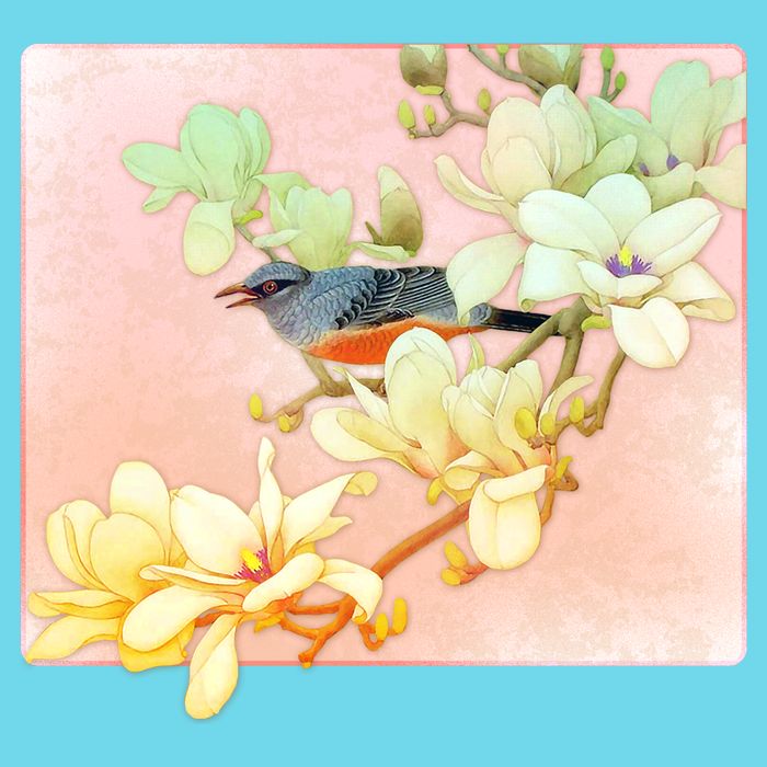 Vintage Japanese Bird Flowers  Kids T-Shirt