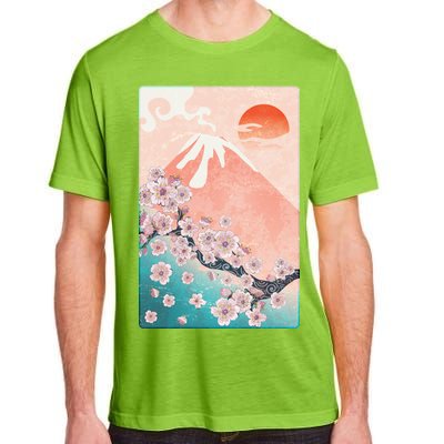 Vintage Japanese Cherry Blossoms with Mount Fuji Adult ChromaSoft Performance T-Shirt