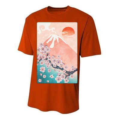 Vintage Japanese Cherry Blossoms with Mount Fuji Performance Sprint T-Shirt