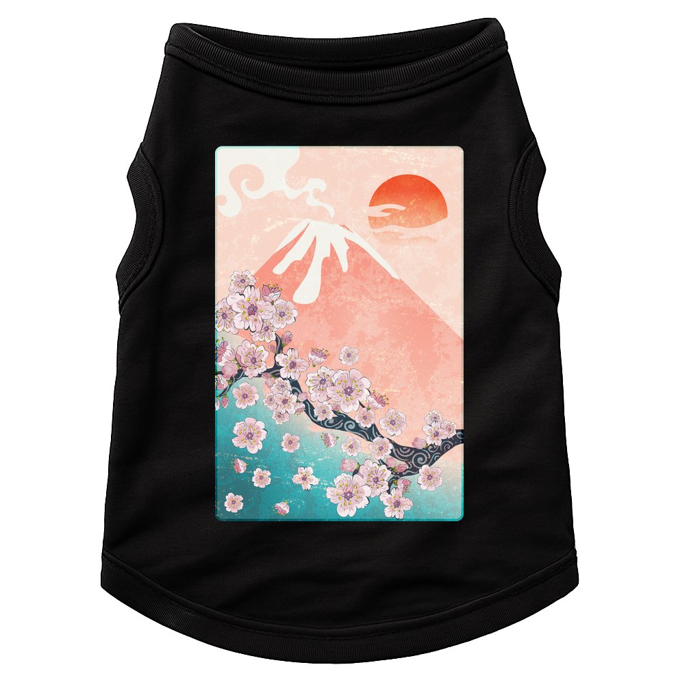 Vintage Japanese Cherry Blossoms with Mount Fuji Doggie Tank