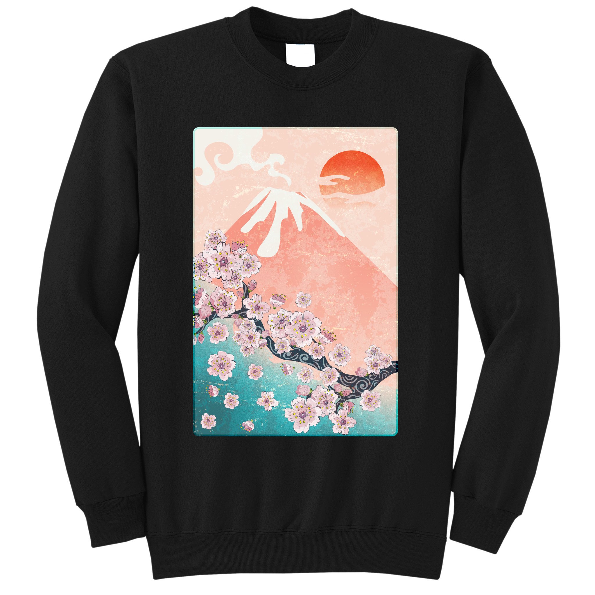 Vintage Japanese Cherry Blossoms with Mount Fuji Sweatshirt