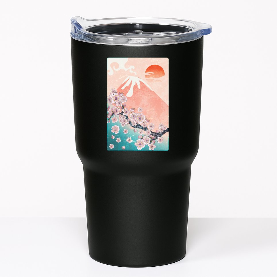 Vintage Japanese Cherry Blossoms with Mount Fuji Tumbler