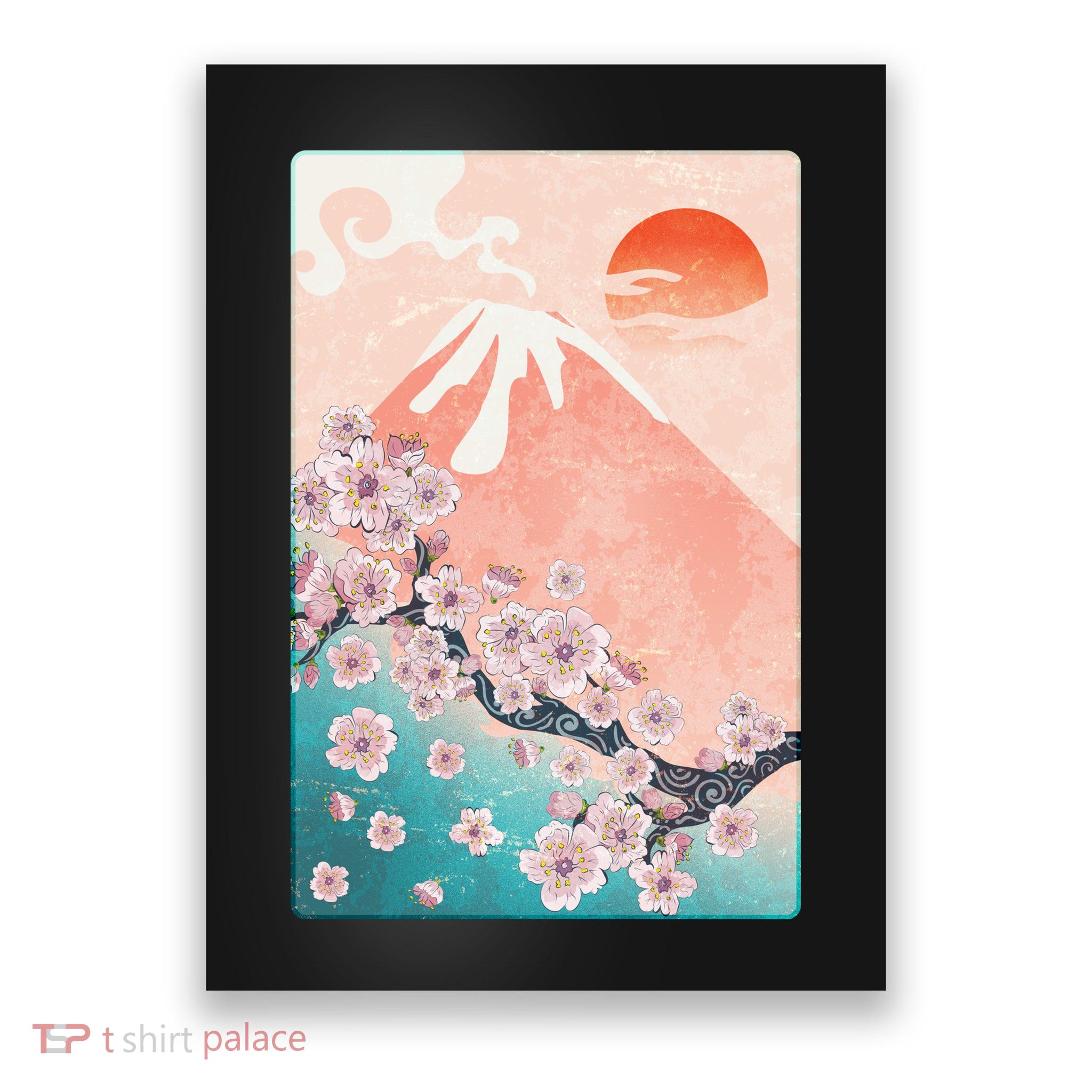 Vintage Japanese Cherry Blossoms with Mount Fuji Poster