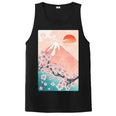 Vintage Japanese Cherry Blossoms with Mount Fuji PosiCharge Competitor Tank