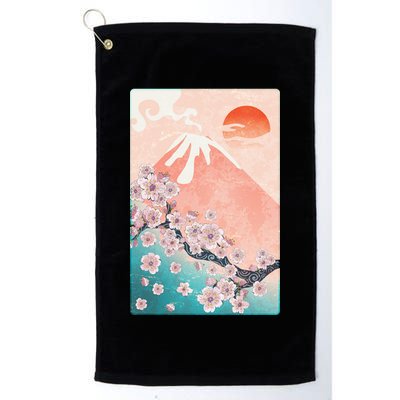 Vintage Japanese Cherry Blossoms with Mount Fuji Golf Towel