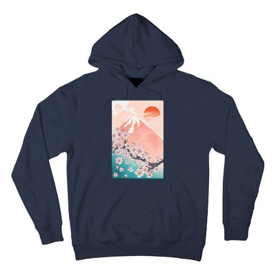 Vintage Japanese Cherry Blossoms with Mount Fuji Hoodie