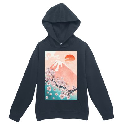 Vintage Japanese Cherry Blossoms with Mount Fuji Urban Pullover Hoodie