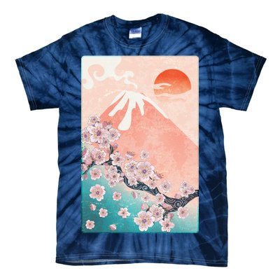 Vintage Japanese Cherry Blossoms with Mount Fuji Tie-Dye T-Shirt