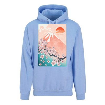 Vintage Japanese Cherry Blossoms with Mount Fuji Unisex Surf Hoodie