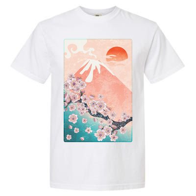 Vintage Japanese Cherry Blossoms with Mount Fuji Garment-Dyed Heavyweight T-Shirt