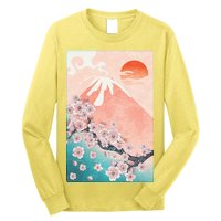 Vintage Japanese Cherry Blossoms with Mount Fuji Long Sleeve Shirt