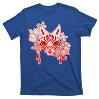 Vintage Japanese Fox Kitsune Mask and Flowers T-Shirt