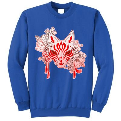 Vintage Japanese Fox Kitsune Mask and Flowers Tall Sweatshirt