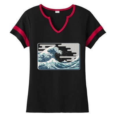 Vintage Japanese Great Wave Ladies Halftime Notch Neck Tee