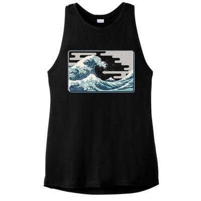 Vintage Japanese Great Wave Ladies PosiCharge Tri-Blend Wicking Tank