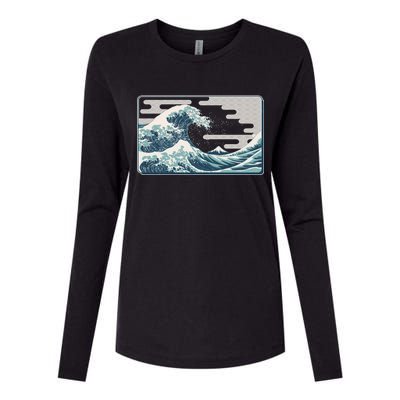 Vintage Japanese Great Wave Womens Cotton Relaxed Long Sleeve T-Shirt