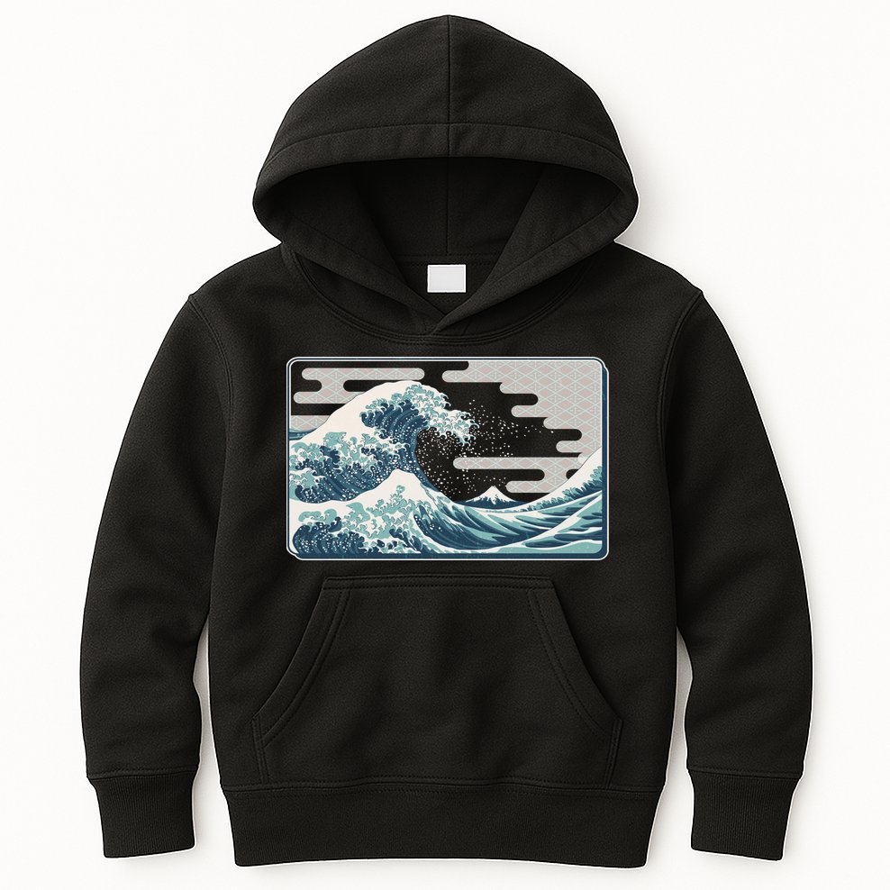 Vintage Japanese Great Wave Kids Hoodie