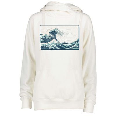 Vintage Japanese Great Wave Womens Funnel Neck Pullover Hood