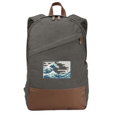 Vintage Japanese Great Wave Cotton Canvas Backpack