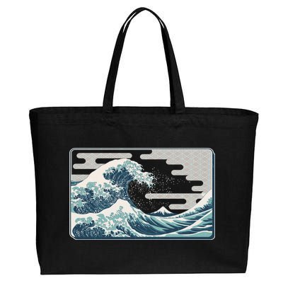 Vintage Japanese Great Wave Cotton Canvas Jumbo Tote