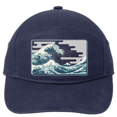 Vintage Japanese Great Wave 7-Panel Snapback Hat