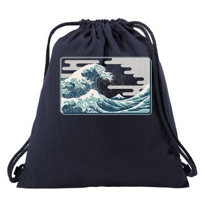 Vintage Japanese Great Wave Drawstring Bag