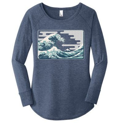 Vintage Japanese Great Wave Women's Perfect Tri Tunic Long Sleeve Shirt