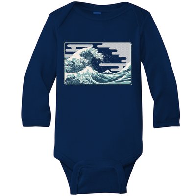 Vintage Japanese Great Wave Baby Long Sleeve Bodysuit