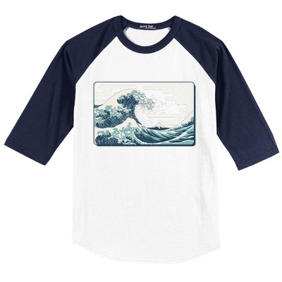 Vintage Japanese Great Wave Baseball Sleeve Shirt