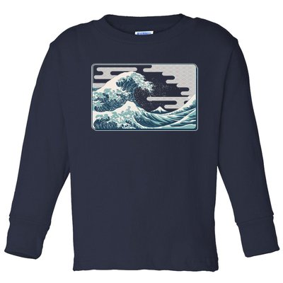 Vintage Japanese Great Wave Toddler Long Sleeve Shirt