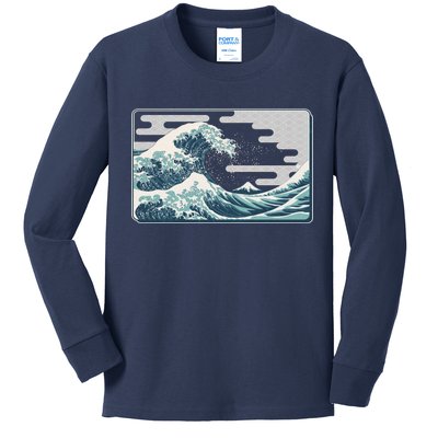 Vintage Japanese Great Wave Kids Long Sleeve Shirt