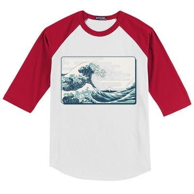 Vintage Japanese Great Wave Kids Colorblock Raglan Jersey