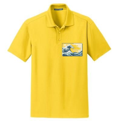 Vintage Japanese Great Wave Dry Zone Grid Polo