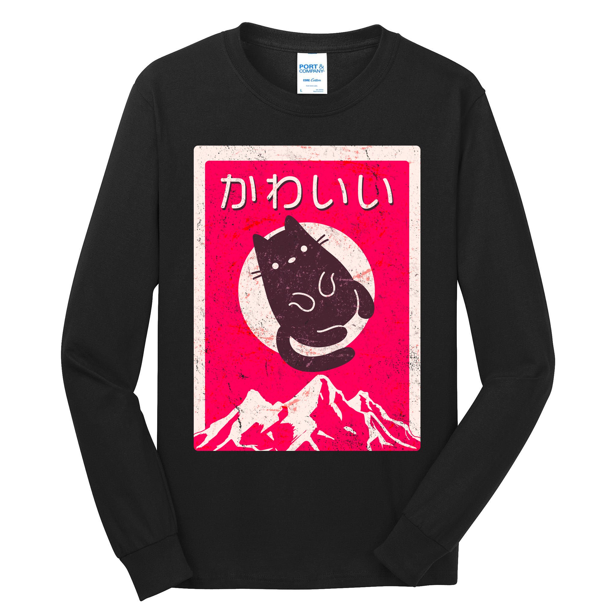 Vintage Japanese Kawaii Cute Cat Tall Long Sleeve T-Shirt