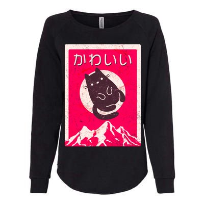 Vintage Japanese Kawaii Cute Cat Womens California Wash Sweatshirt