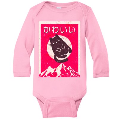 Vintage Japanese Kawaii Cute Cat Baby Long Sleeve Bodysuit