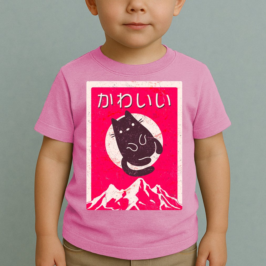 Vintage Japanese Kawaii Cute Cat Toddler T-Shirt