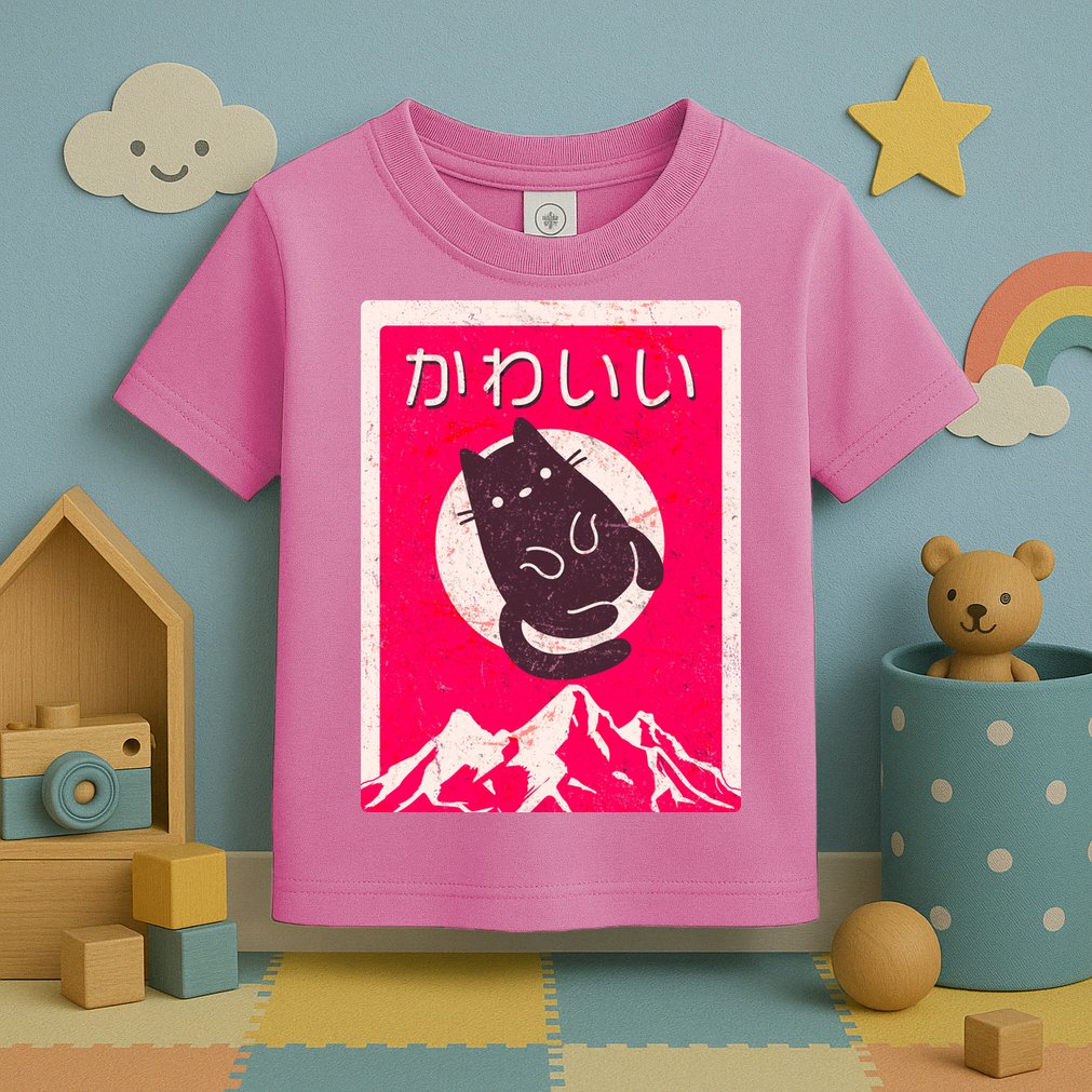 Vintage Japanese Kawaii Cute Cat Toddler T-Shirt