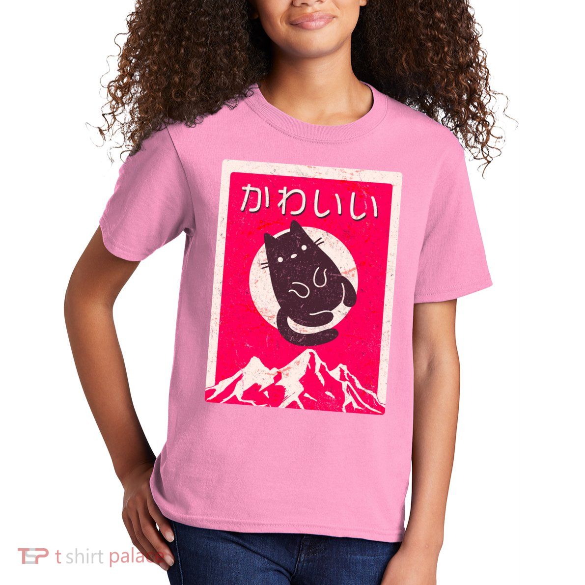 Vintage Japanese Kawaii Cute Cat Kids T-Shirt