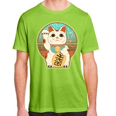 Vintage Japanese Maneki Neko Lucky Cat Adult ChromaSoft Performance T-Shirt