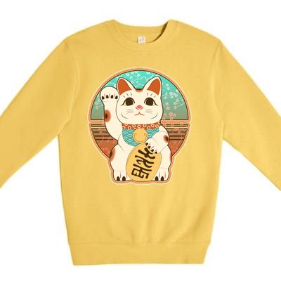 Vintage Japanese Maneki Neko Lucky Cat Premium Crewneck Sweatshirt