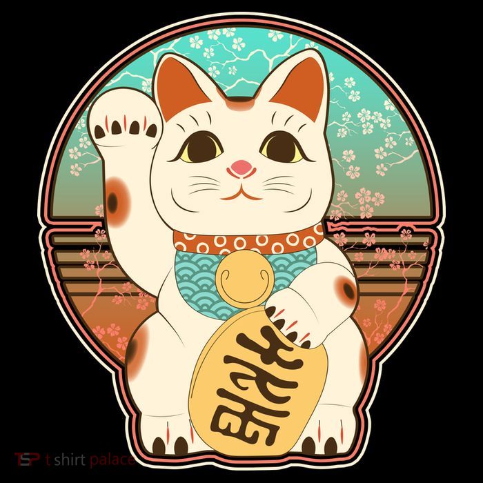 Vintage Japanese Maneki Neko Lucky Cat Flatbill Hat