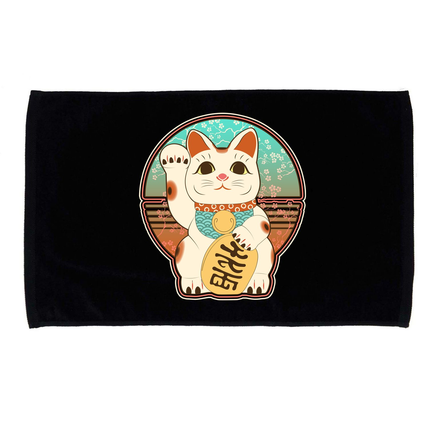 Vintage Japanese Maneki Neko Lucky Cat Microfiber Hand Towel